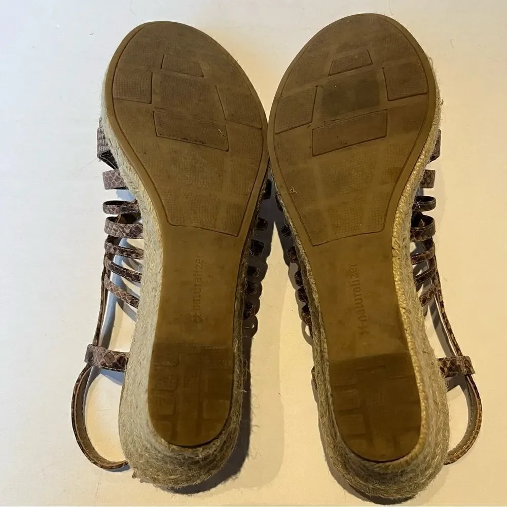 Women's Naturalizer Espadrille Tan Snake Print Size 10M Wedge